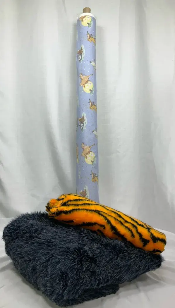 Whimsical Cotton Print Fabric and Faux Fur Bundle