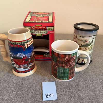 Sale Photo Thumbnail #36: 2003 Budweiser Holiday stein, plaid mug, PartyLite Express It Votive Luminary
