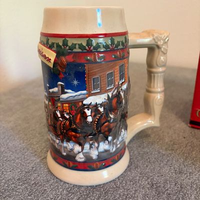 Sale Photo Thumbnail #37: 2003 Budweiser Holiday stein, plaid mug, PartyLite Express It Votive Luminary