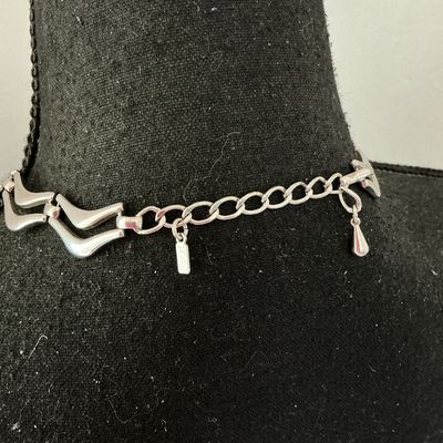 Vintage Monet Silver-Tone Chevron Link Choker Necklace