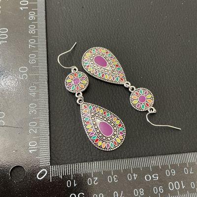 Bohemian Style Colorful Enamel Teardrop Dangle Earrings