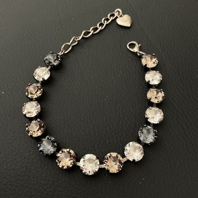 Rhinestone Tennis Bracelet with Heart Charm