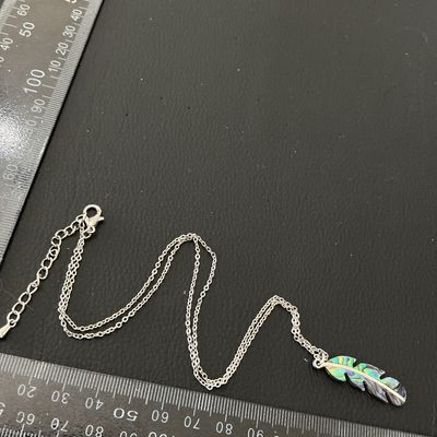 Abalone Shell Feather Pendant Necklace
