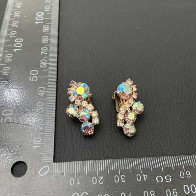 Vintage Aurora Borealis Rhinestone Clip-On Earrings