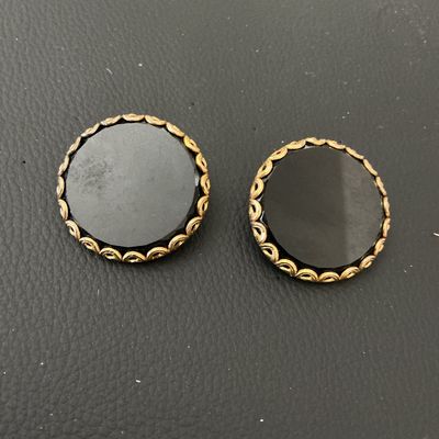 Vintage Gold Tone and Black Onyx-Style Clip-On Earrings