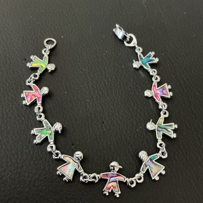 Abalone Shell Inlay Boy and Girl Link Bracelet