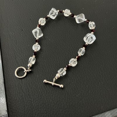 Clear and Red Beaded Toggle Bracelet