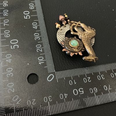 Vintage Mixed Metal Giraffe Brooch with Charms