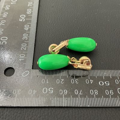Vintage Avon Green and White Dangle Clip-On Earrings