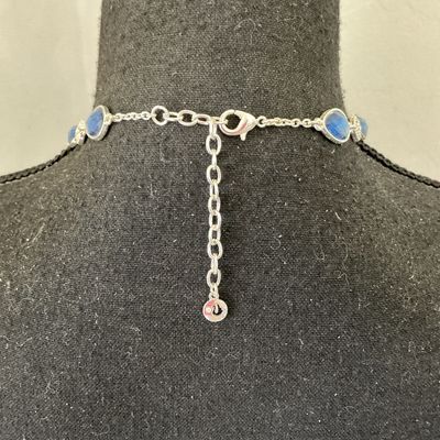 Swarovski Blue and Clear Crystal Teardrop Necklace
