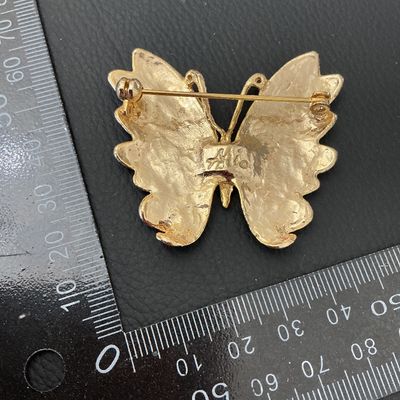 Vintage AJC Gold Tone Enamel Butterfly Brooch