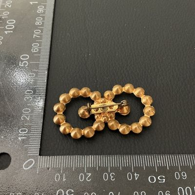 Vintage Gold Tone Double Circle Rhinestone Brooch