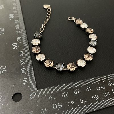 Rhinestone Tennis Bracelet with Heart Charm