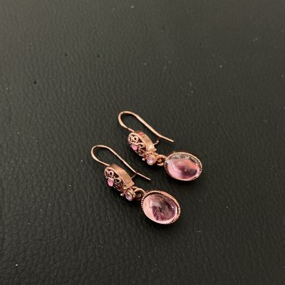 Avon Vintage-Style Pink Cabochon Dangle Earrings