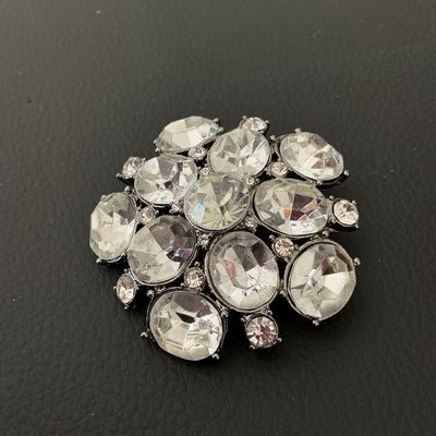 Vintage Silver-Tone Clear Rhinestone Cluster Brooch