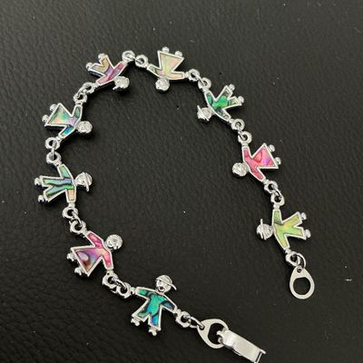Abalone Shell Inlay Boy and Girl Link Bracelet