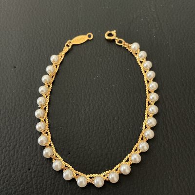Vintage Napier Gold-Tone and Faux Pearl Bracelet