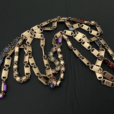 Stella & Dot Gold-Tone Multi-Color Rhinestone Lariat Necklace