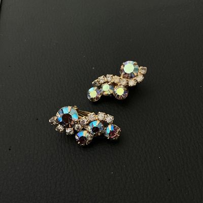 Vintage Aurora Borealis Rhinestone Clip-On Earrings