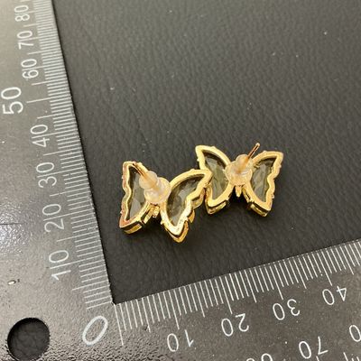 Gold-Tone Yellow Crystal Butterfly Stud Earrings