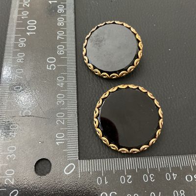 Vintage Gold Tone and Black Onyx-Style Clip-On Earrings