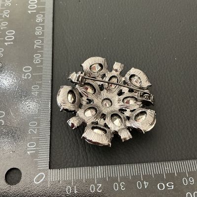 Vintage Silver-Tone Clear Rhinestone Cluster Brooch