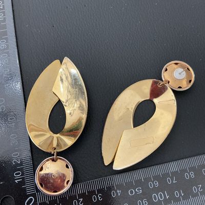 Vintage 1980s Gold Tone and Ochre Enamel Dangle Earrings