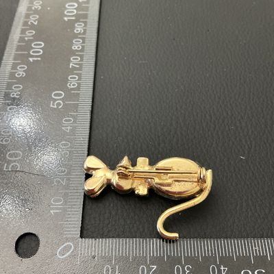 Vintage Blue Cat's Eye Glass Cat Brooch