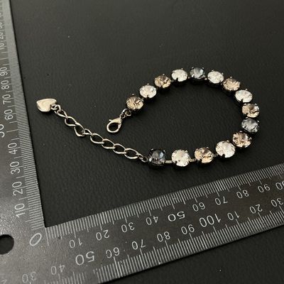 Rhinestone Tennis Bracelet with Heart Charm
