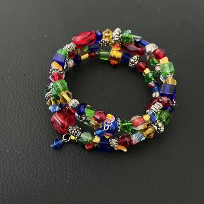 Multi-Color Beaded Glass Wrap Bracelet