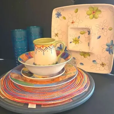 Festive Entertaining Includes Large Lazy Susan, Placemats, Serving Dishes, Tray +