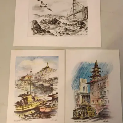 Vintage Alec Stern Prints "Cable Car Rush" + Others Set of 3