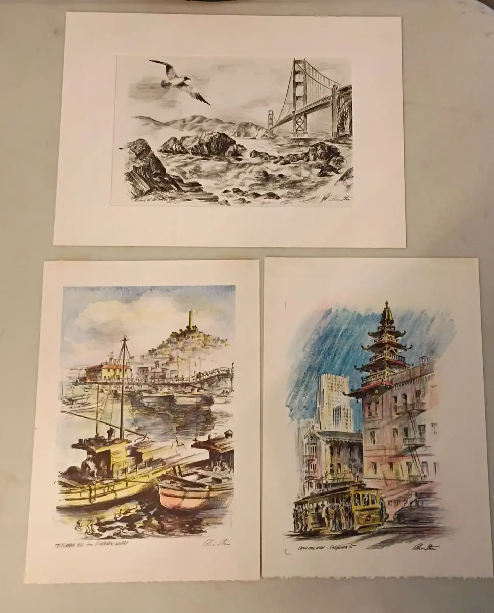 Vintage Alec Stern Prints "Cable Car Rush" + Others Set of 3