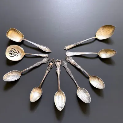 Antique Sterling Spoons And Souvenir Sterling Spoons (9)