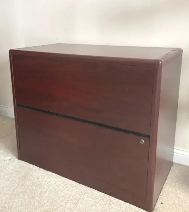 Two-Drawer Mahogany Lateral File Cabinet 