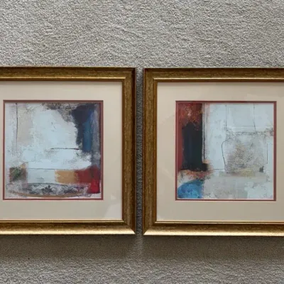 Pair Of Framed Abstract Art Prints  