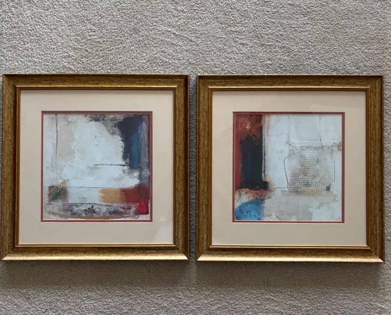 Pair Of Framed Abstract Art Prints  