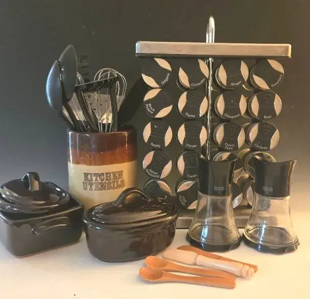 Kitchen Essentials Includes, Spice Rack, Utensils Crock, Stoneware, Salt And Pepper By Kuhn Rikon