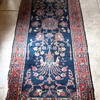 Persian Sarouk Hand Knotted Runner, Floral And Medalion Motif