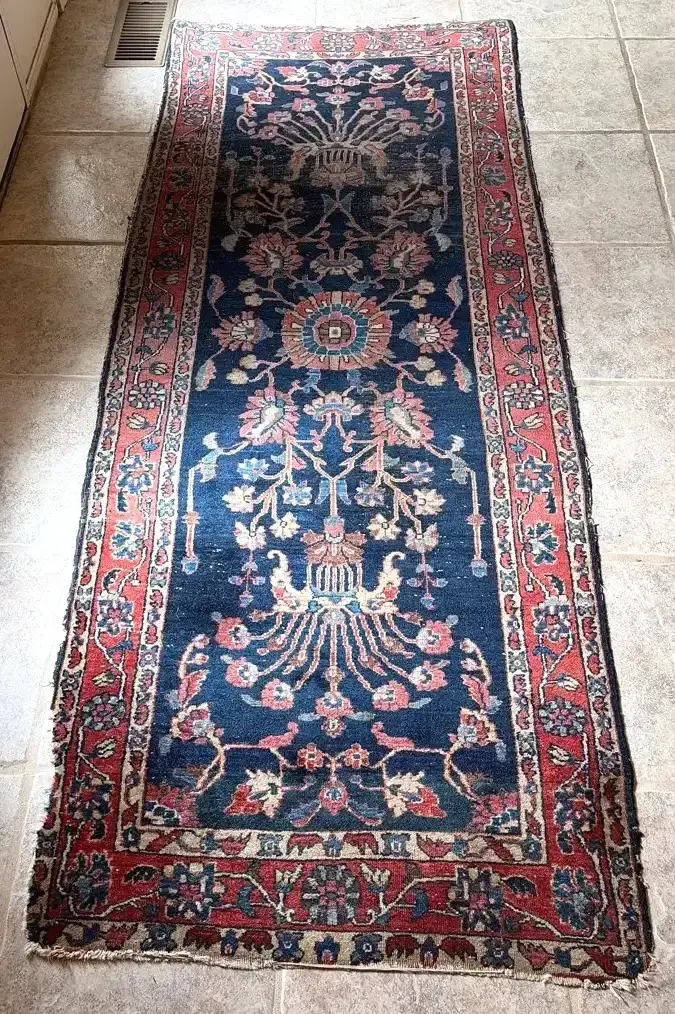 Persian Sarouk Hand Knotted Runner, Floral And Medalion Motif