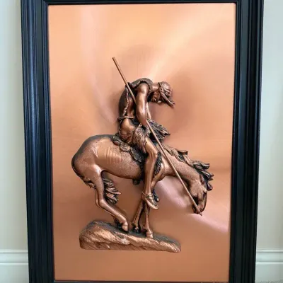 Copperama 3-D Relief Native American Art Piece ‘End Of The Trail’, Large Version