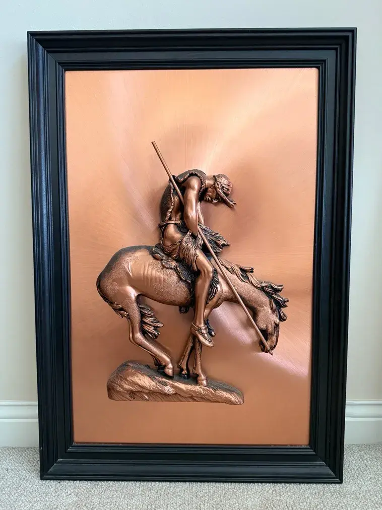Copperama 3-D Relief Native American Art Piece ‘End Of The Trail’, Large Version