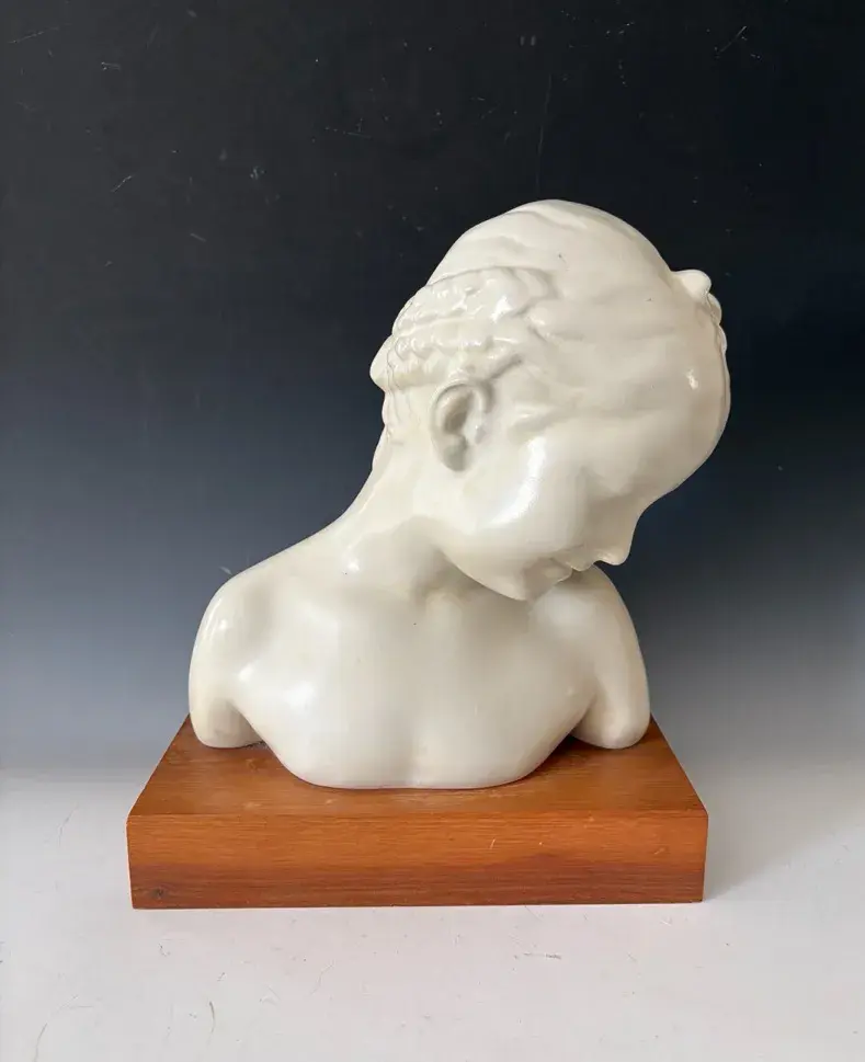 Ceramic Bust Of Young Girl, Vintage 