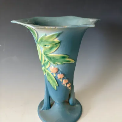 Roseville 1940 “Bleeding Heart” Blue Vase 