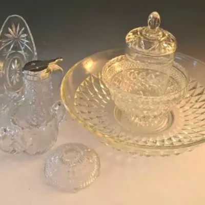 Vintage Brilliant Cut Sunburst  Syrup Pitcher, Clear-Frosted Etch Glass, Includes Anchor Hocking+