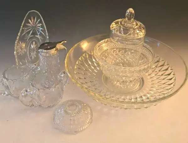 Vintage Brilliant Cut Sunburst  Syrup Pitcher, Clear-Frosted Etch Glass, Includes Anchor Hocking+