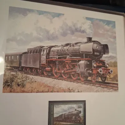 WORLD'S LEGENDARY STEAM LOCOMOTIVES COMMEMORATIVE STAMPS AND MATCHING ART PRINT