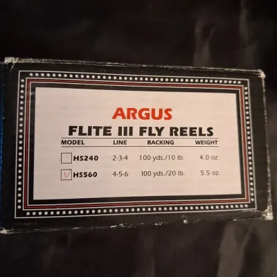 LIKE NEW ARGUS III FLY REEL W/BOX AND A PAIR OF TROUT SHAKERS