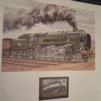 WORLD'S LEGENDARY STEAM LOCOMOTIVES COMMEMORATIVE STAMPS AND MATCHING ART PRINT