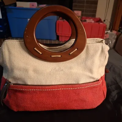 RELIC CANVAS HANDBAG WITH WOOD HANDLES